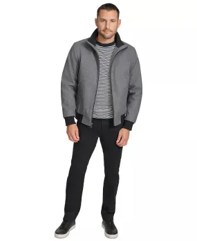 Calvin Klein Men's Wool Bomber Jacket Coat Knit Trim Charcoal Grey Medium