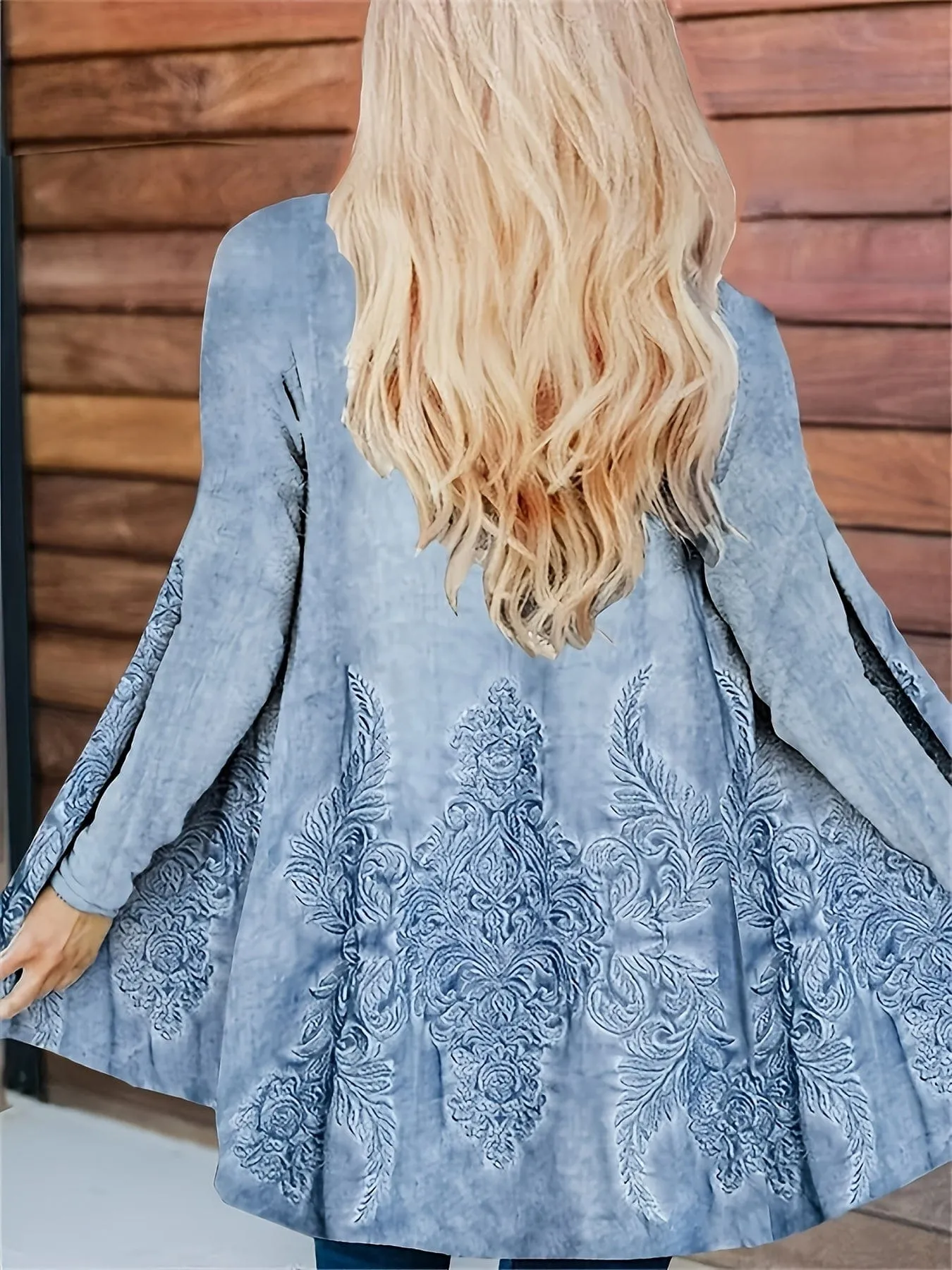 Cardigan with Ethnic Print