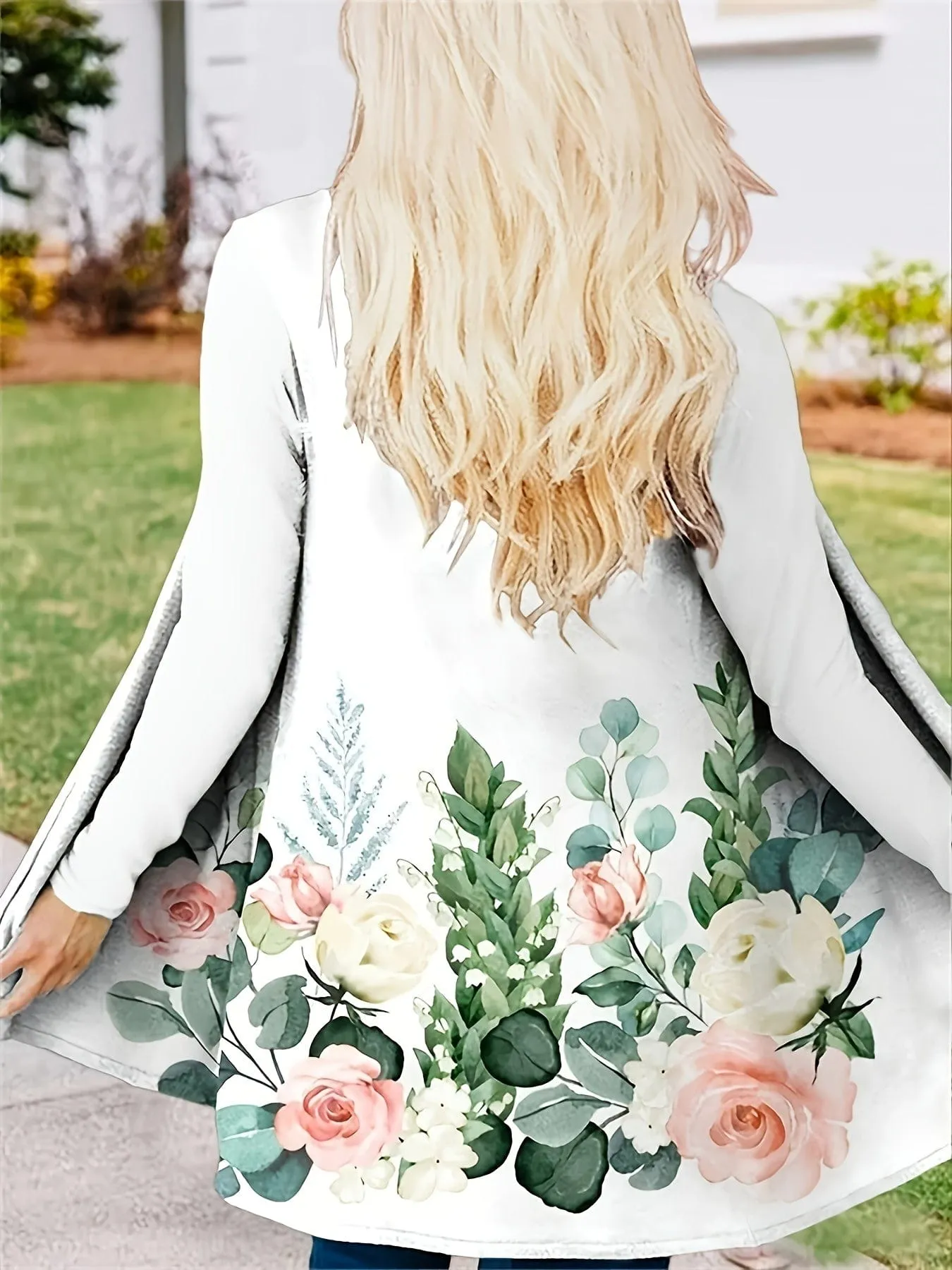Cardigan with Ethnic Print