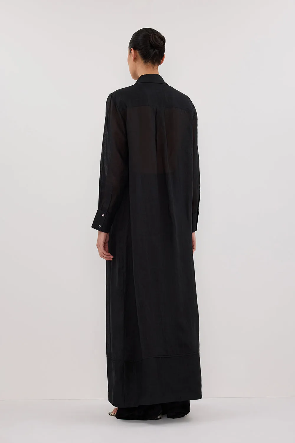 CARMEL BLACK RAMIE SHIRT DRESS