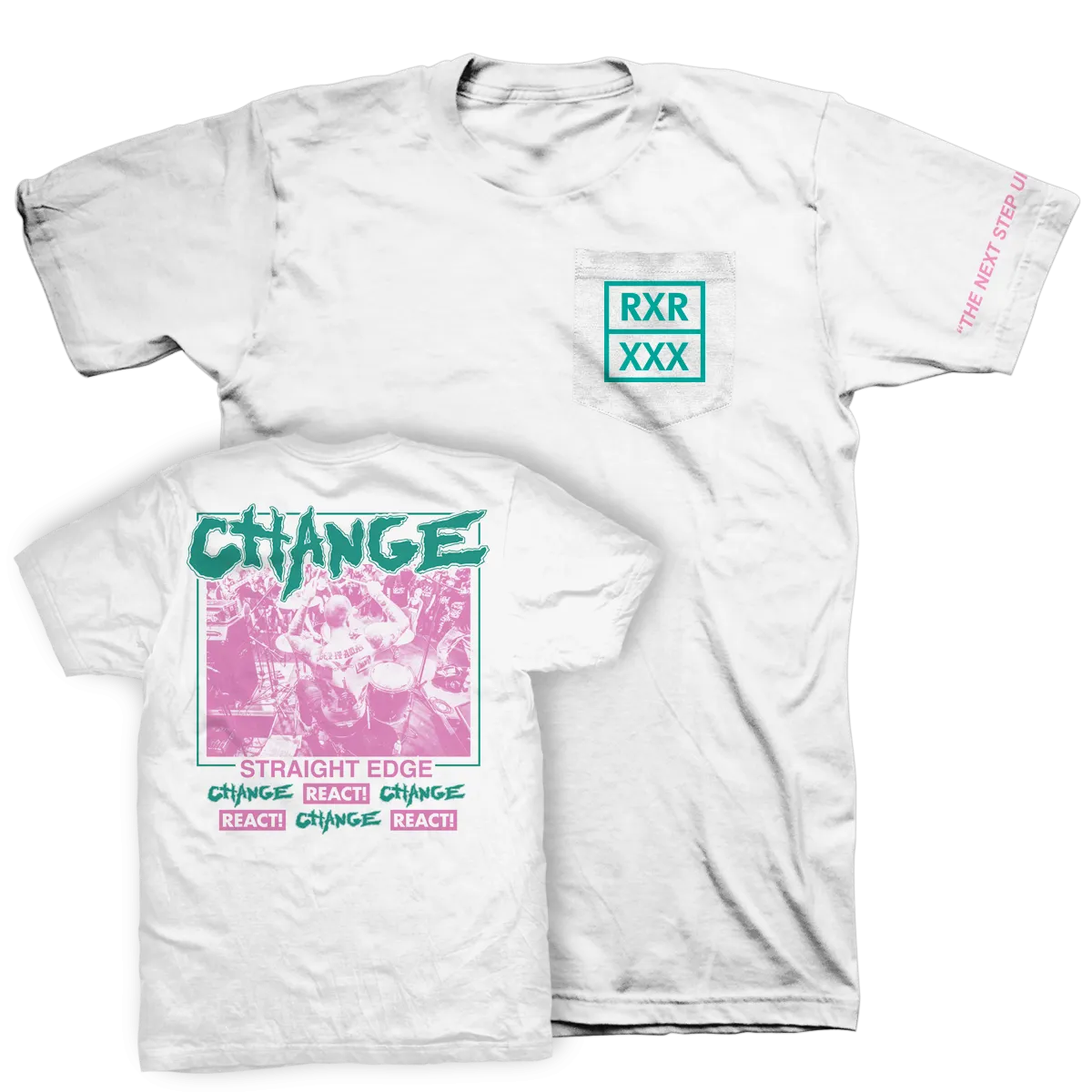 Change "Straight Edge - Pink & Green Variant" White T-Shirt