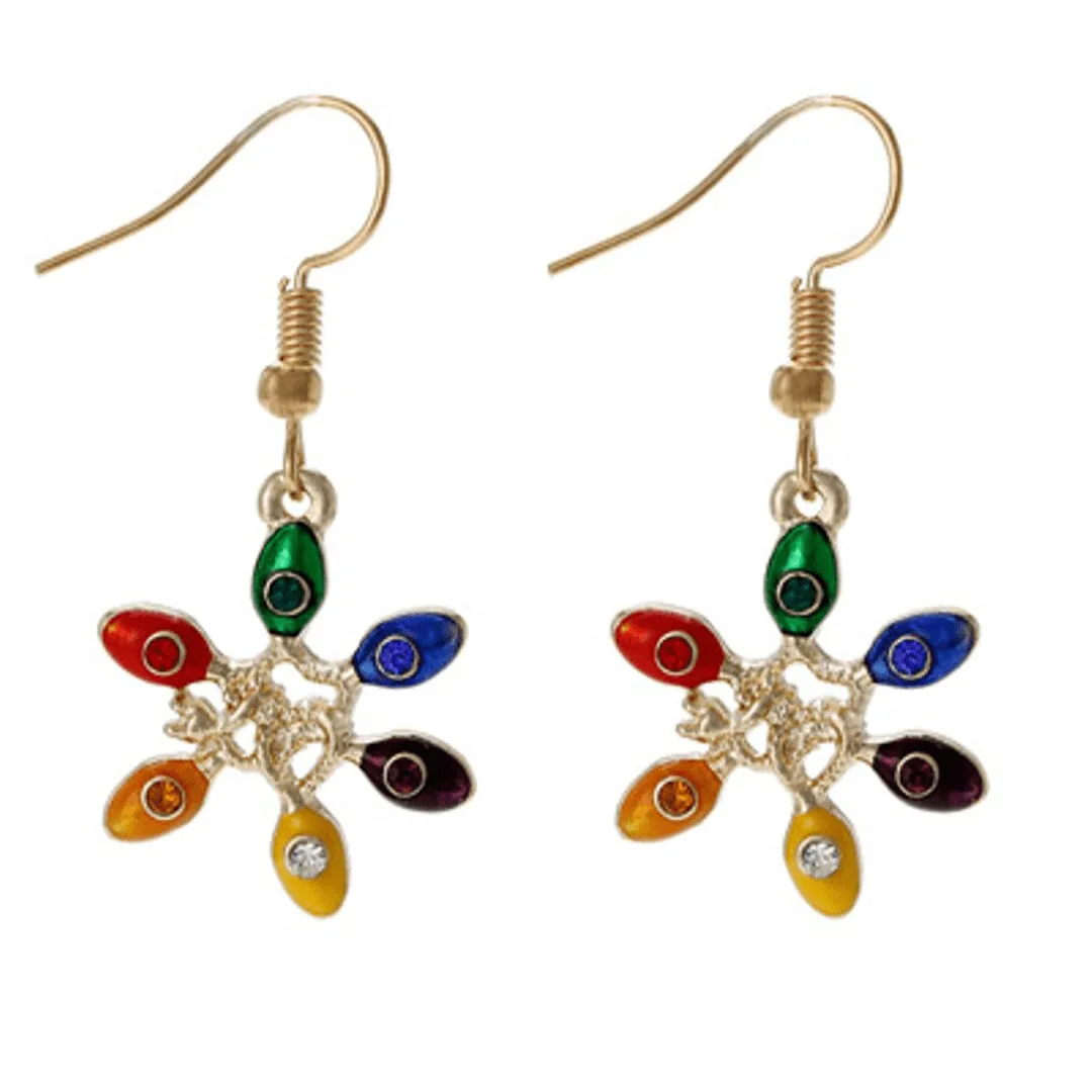 Christmas Earrings With Colorful Lights