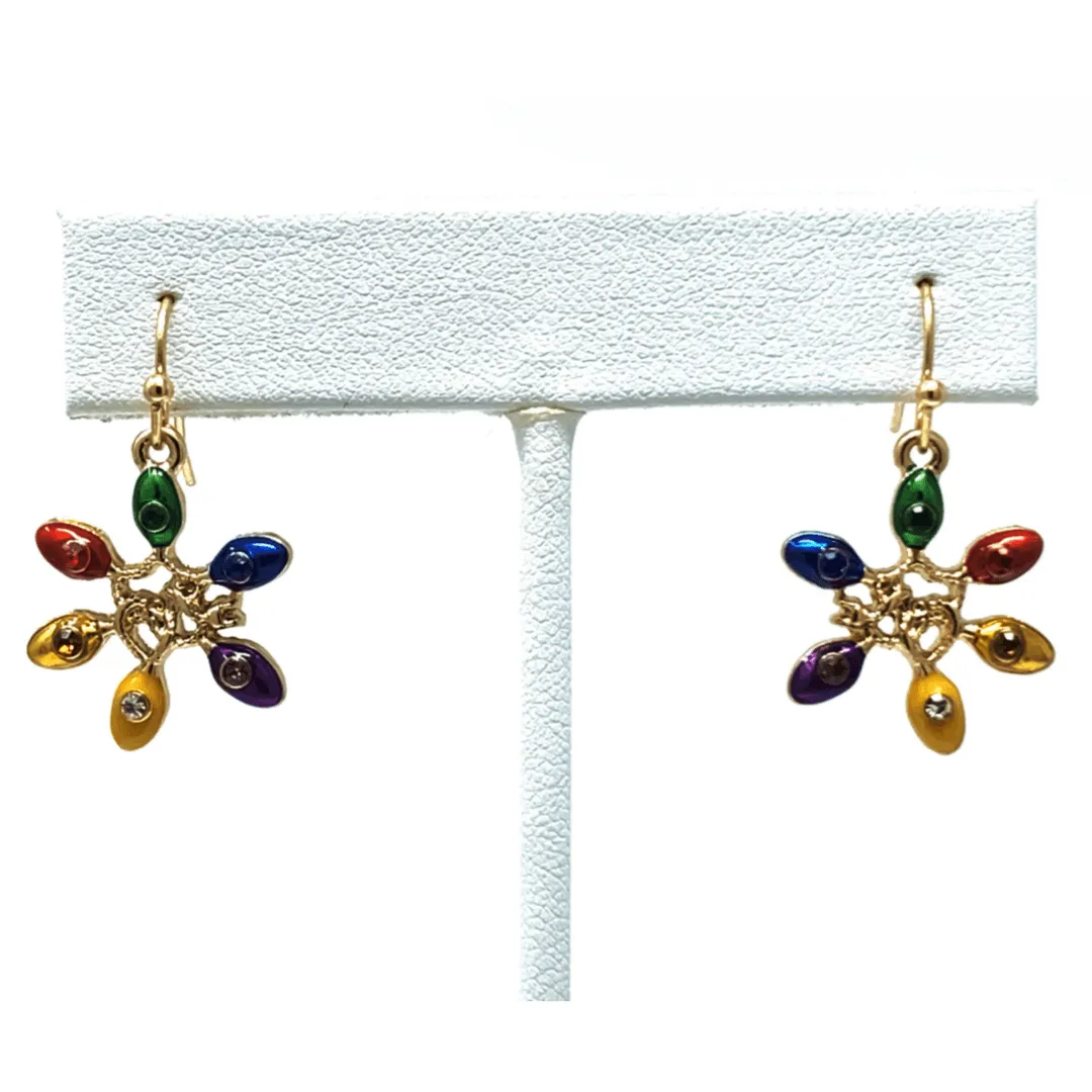 Christmas Earrings With Colorful Lights