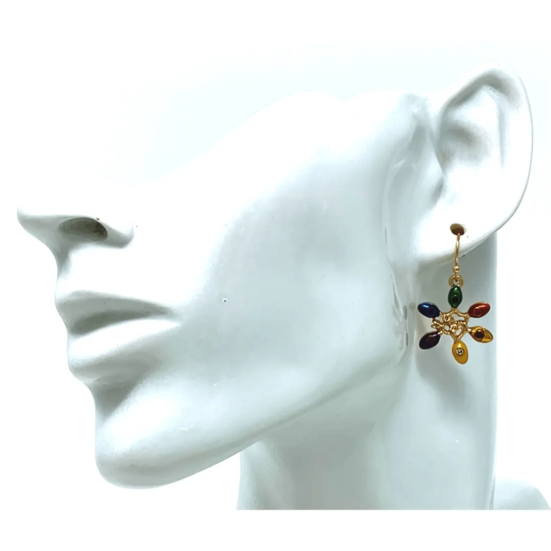 Christmas Earrings With Colorful Lights