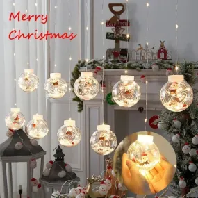 Christmas Lamp 10PCS LED Christmas Curtain Lamp Fairy Snowman Wishing Ball Lamp