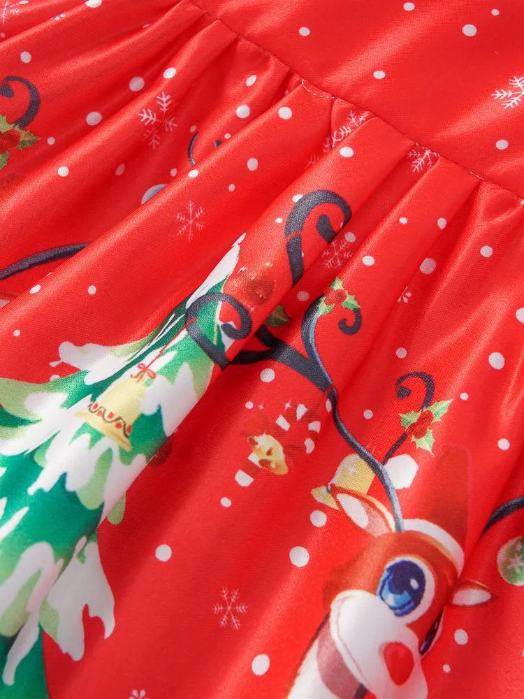Christmas Theme Toddler Little Girl Mesh Patchwork Dress