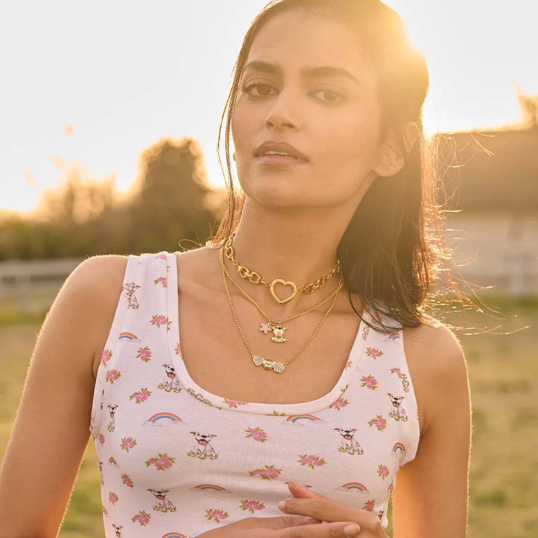 Cloud Haven Ditsy Rainbow Tank | Rainbow and Flower Graphic White