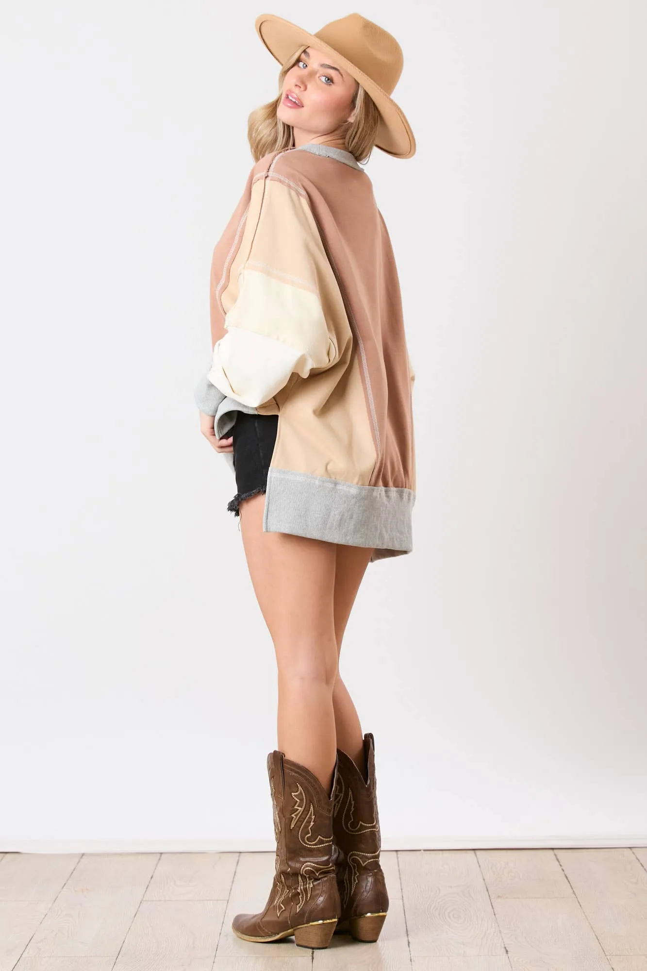 Color Block Oversized Knit Top
