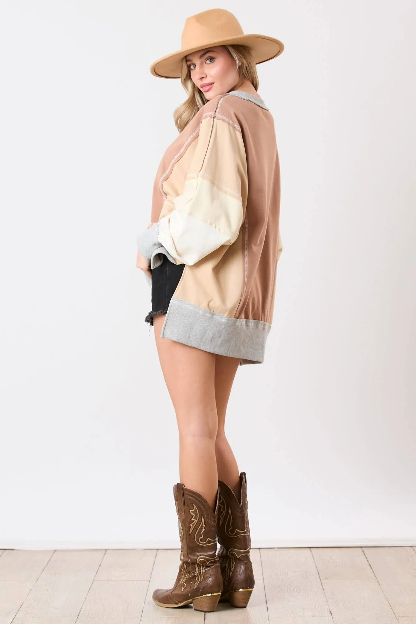 Color Block Oversized Knit Top