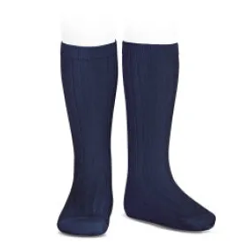 CONDOR - RIB KNEE HIGH SOCK: COLOUR #480 NAVY