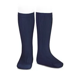 CONDOR - RIB KNEE HIGH SOCK: COLOUR #480 NAVY