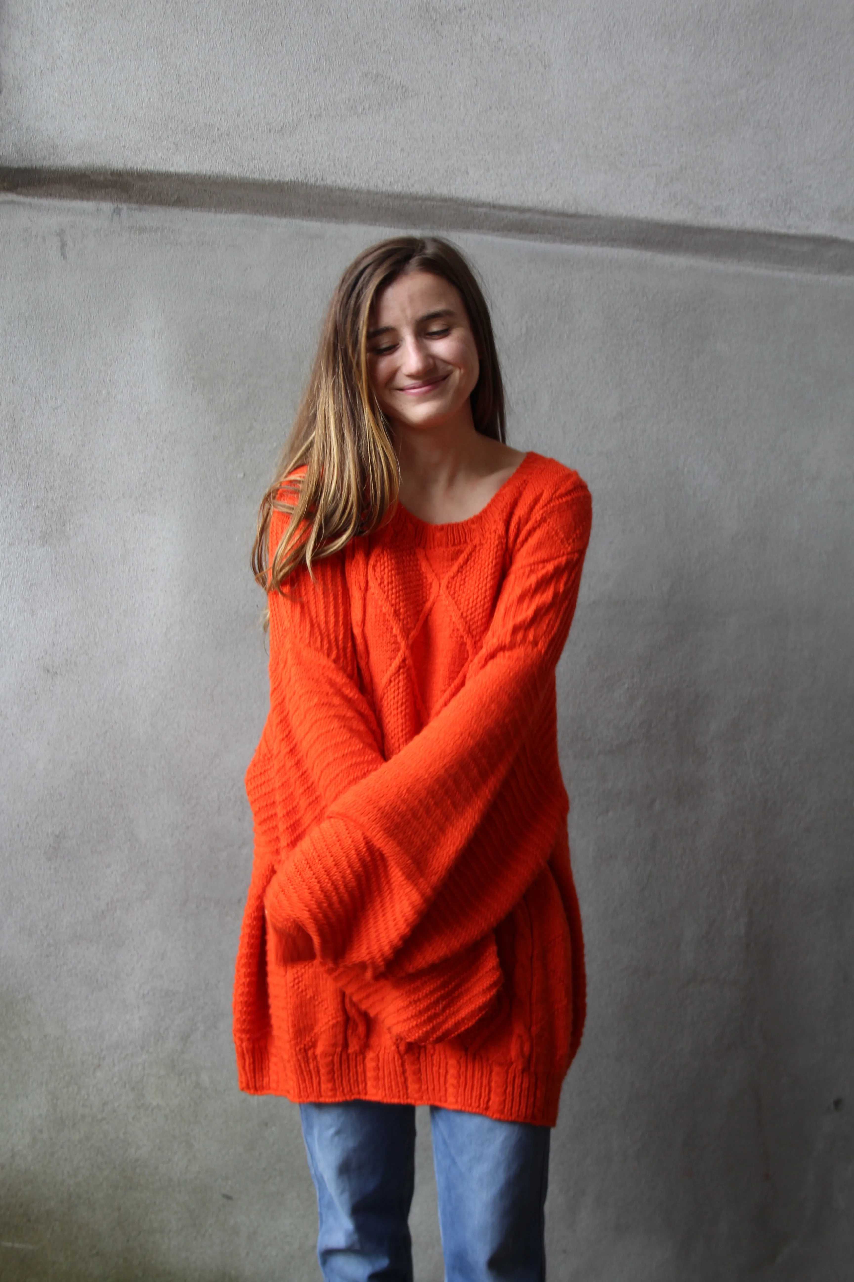 Cozy Flamingo Orange Knit - XL 