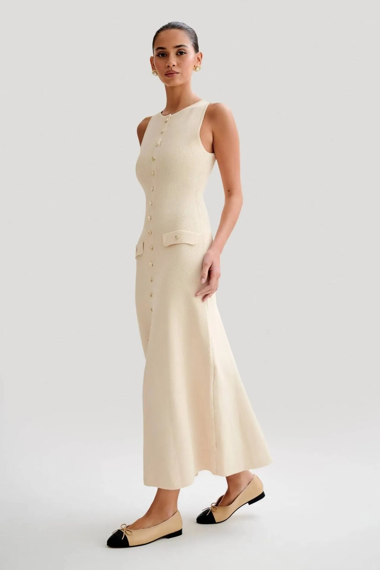 Cream Maxi Knit Dress