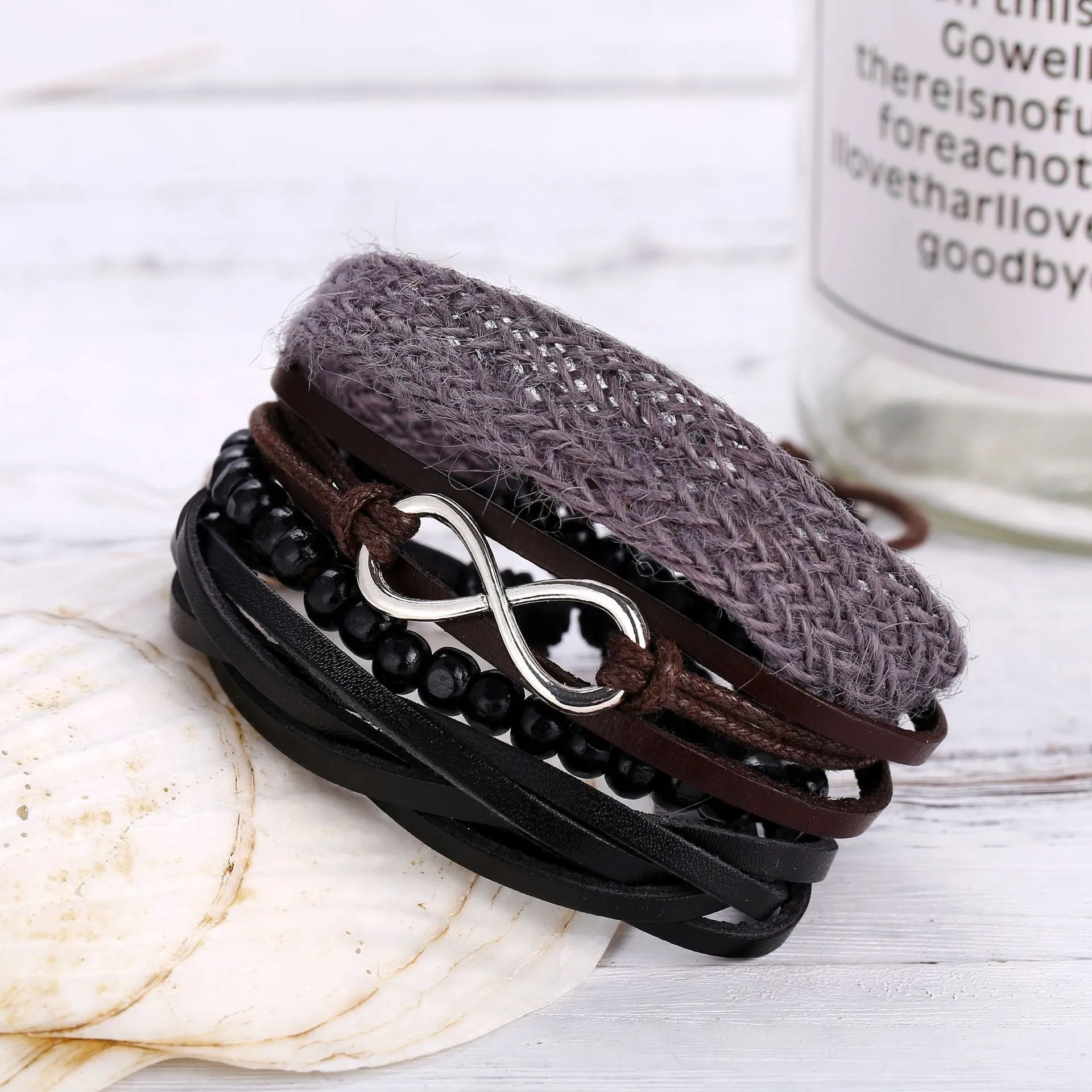 Creative Hemp Rope Braided Men's Leather Bracelet