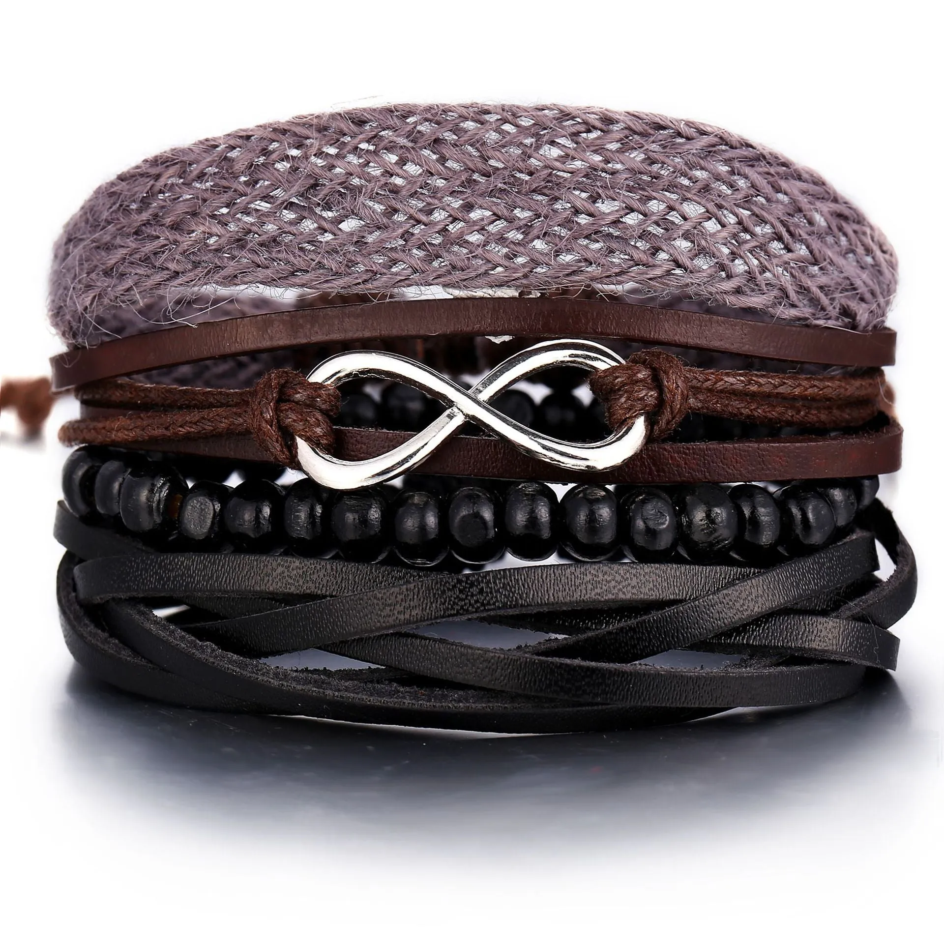 Creative Hemp Rope Braided Men's Leather Bracelet