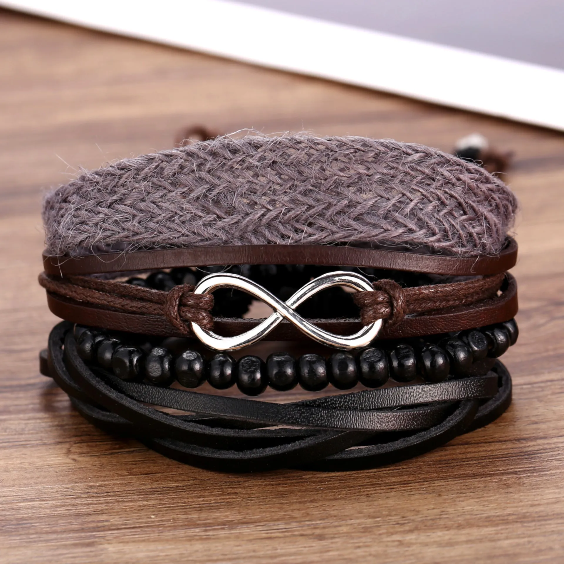 Creative Hemp Rope Braided Men's Leather Bracelet