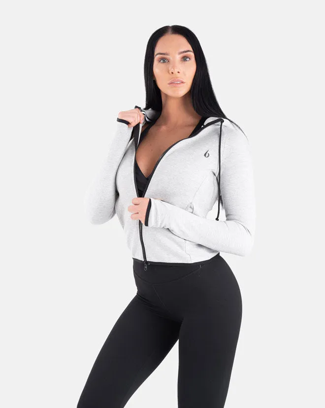 CrossFleece Full Zip LS. Hoodie WOMEN - Marl Grey