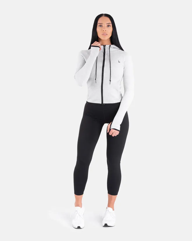 CrossFleece Full Zip LS. Hoodie WOMEN - Marl Grey