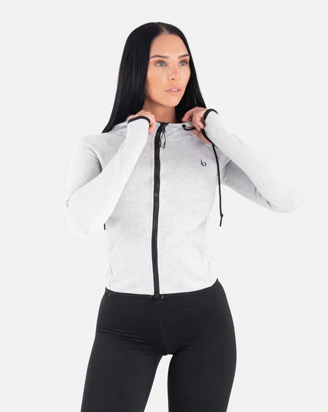 CrossFleece Full Zip LS. Hoodie WOMEN - Marl Grey