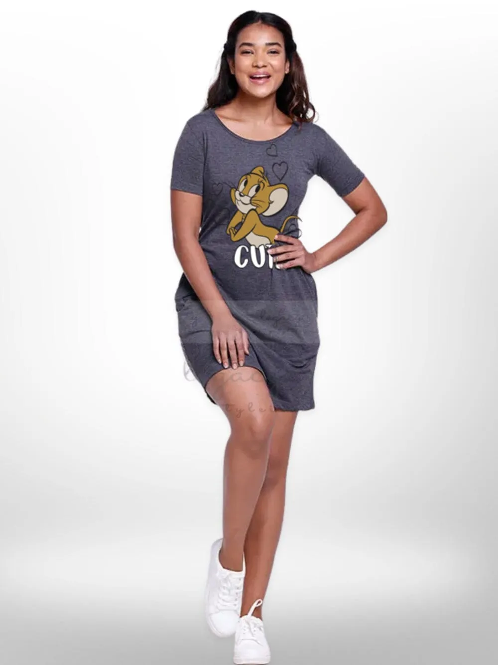 Cute Jerry Printed Girls Long T-shirt For Women's