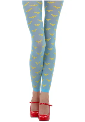 DC Comics Wonder Woman All Over Print Footless Tights (Small/Medium)
