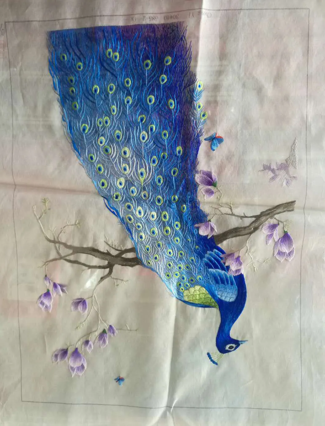 Declicate fashion Hand embroideried Suzhou Embroidery Art:blue peacock