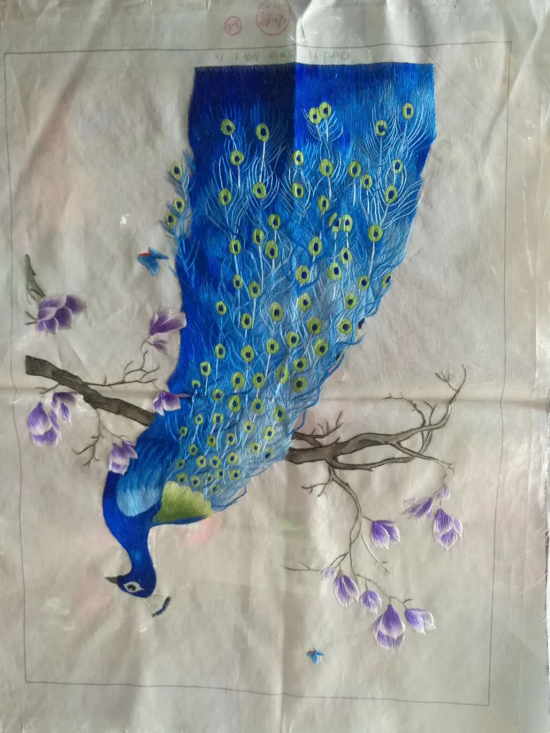 Declicate fashion Hand embroideried Suzhou Embroidery Art:blue peacock