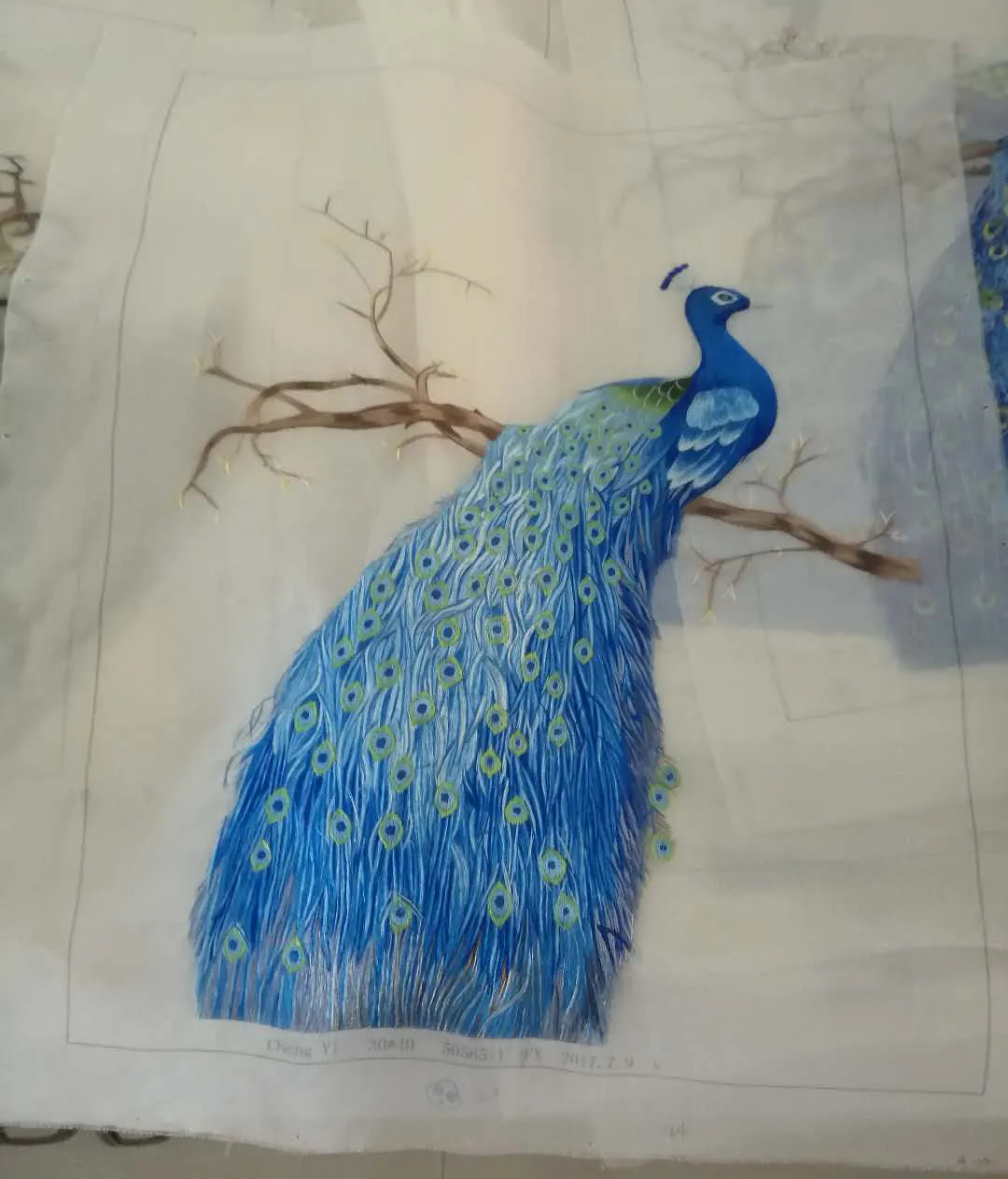 Declicate fashion Hand embroideried Suzhou Embroidery Art:blue peacock
