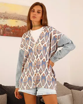 DENIM SLEEVE CARDIGAN