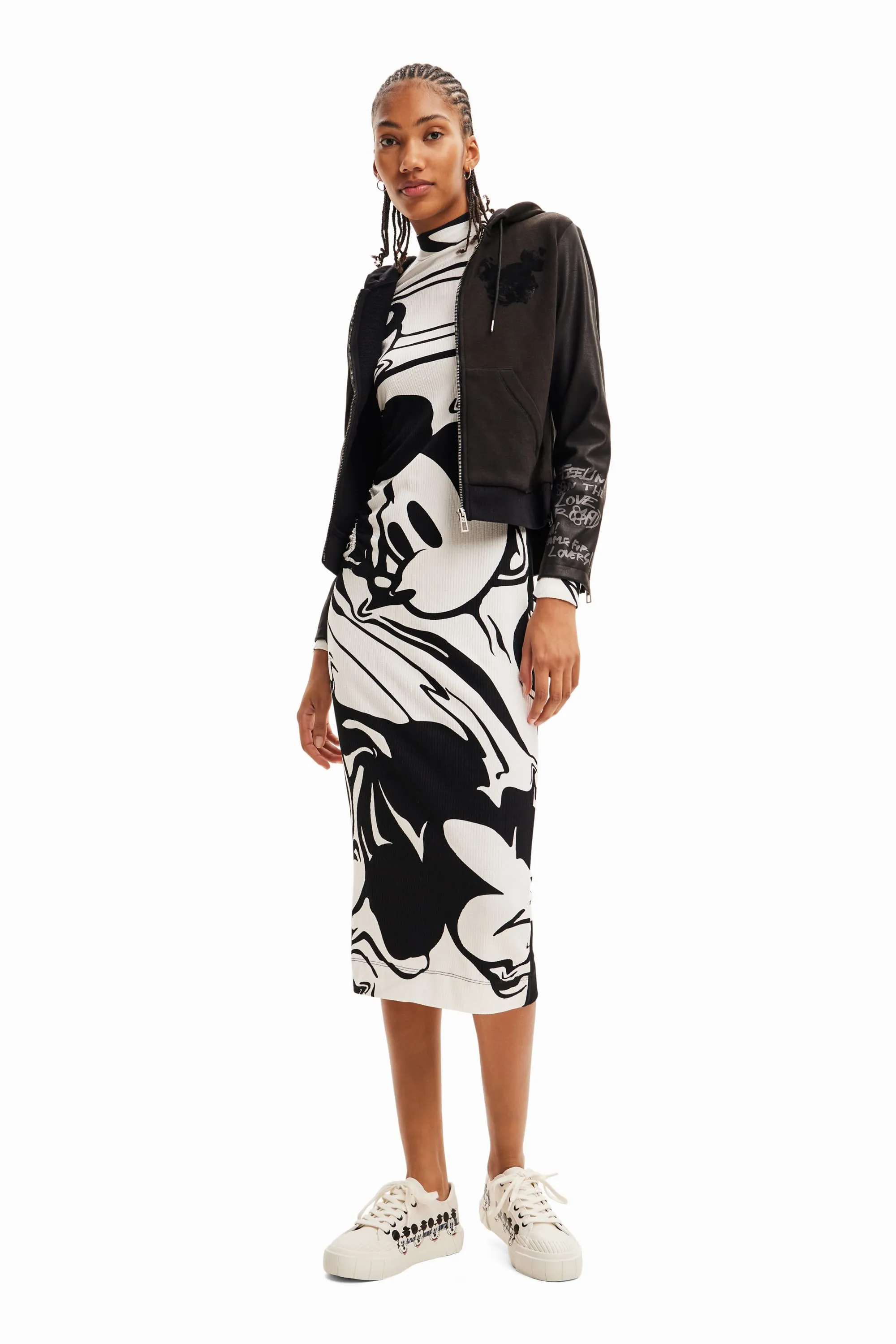 Desigual Mickito A Long Sleeve Bodycon Mickey Dress 23WWVK65