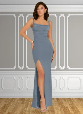 Dominique Sheath Corset Luxe Knit Floor-Length Dress dusty blue BF2P0022719