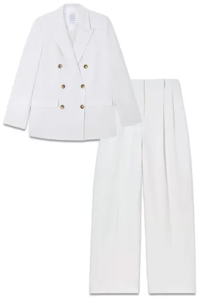 Double Breasted Blazer & High Waisted Wide Leg Trousers