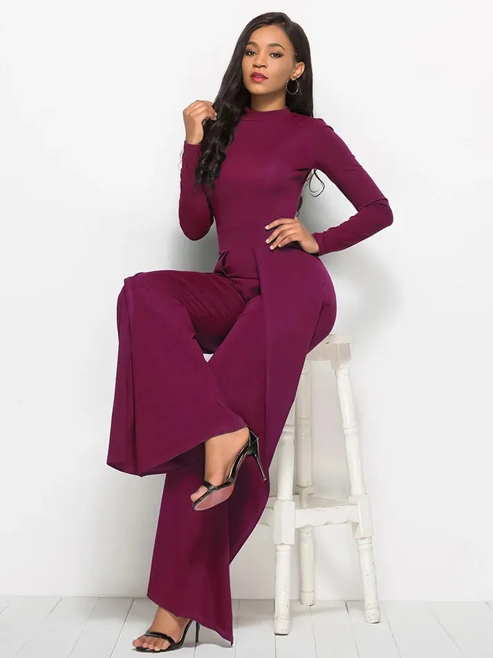Dressy Wide Leg O-Neck Jumpsuit
