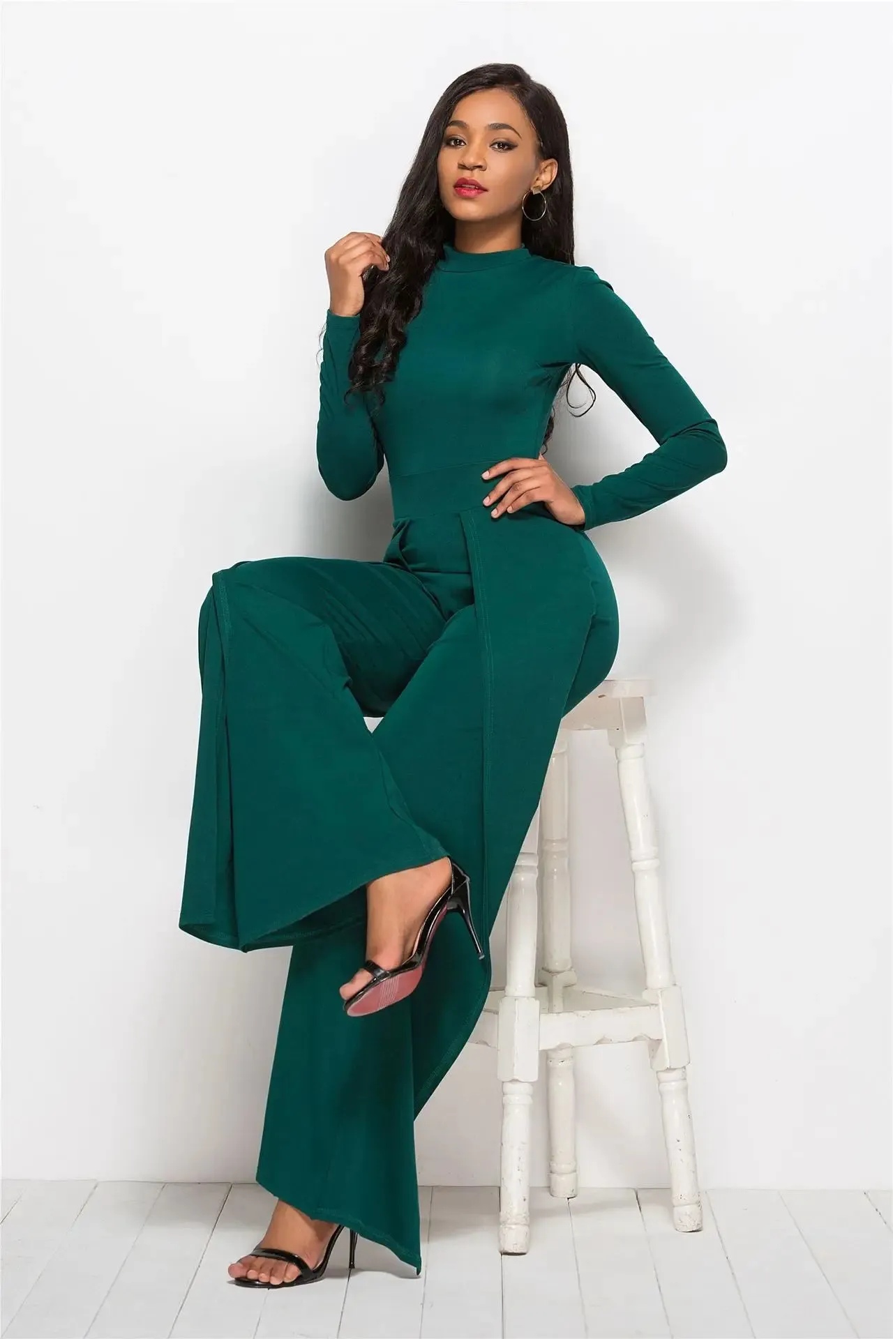 Dressy Wide Leg O-Neck Jumpsuit