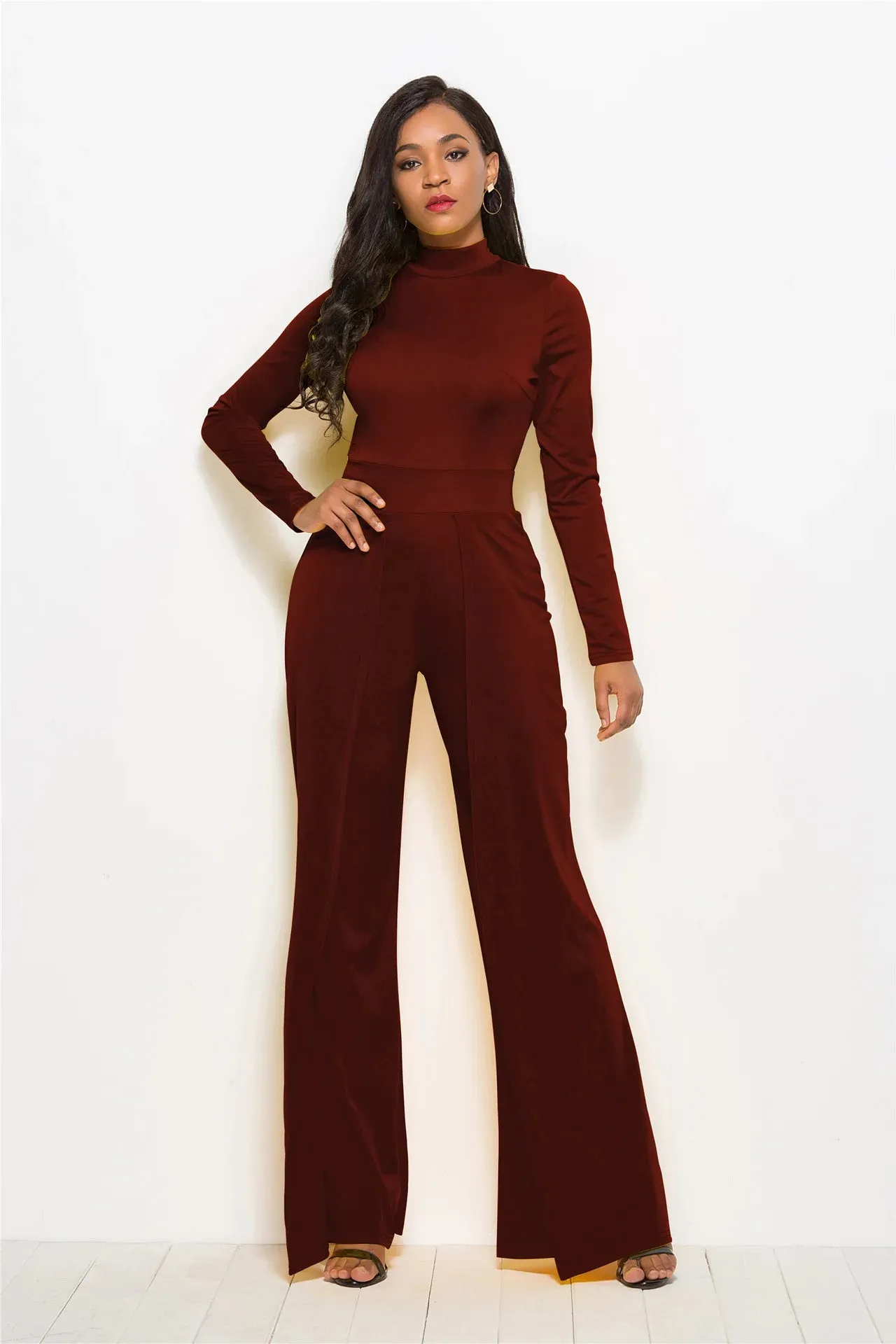 Dressy Wide Leg O-Neck Jumpsuit