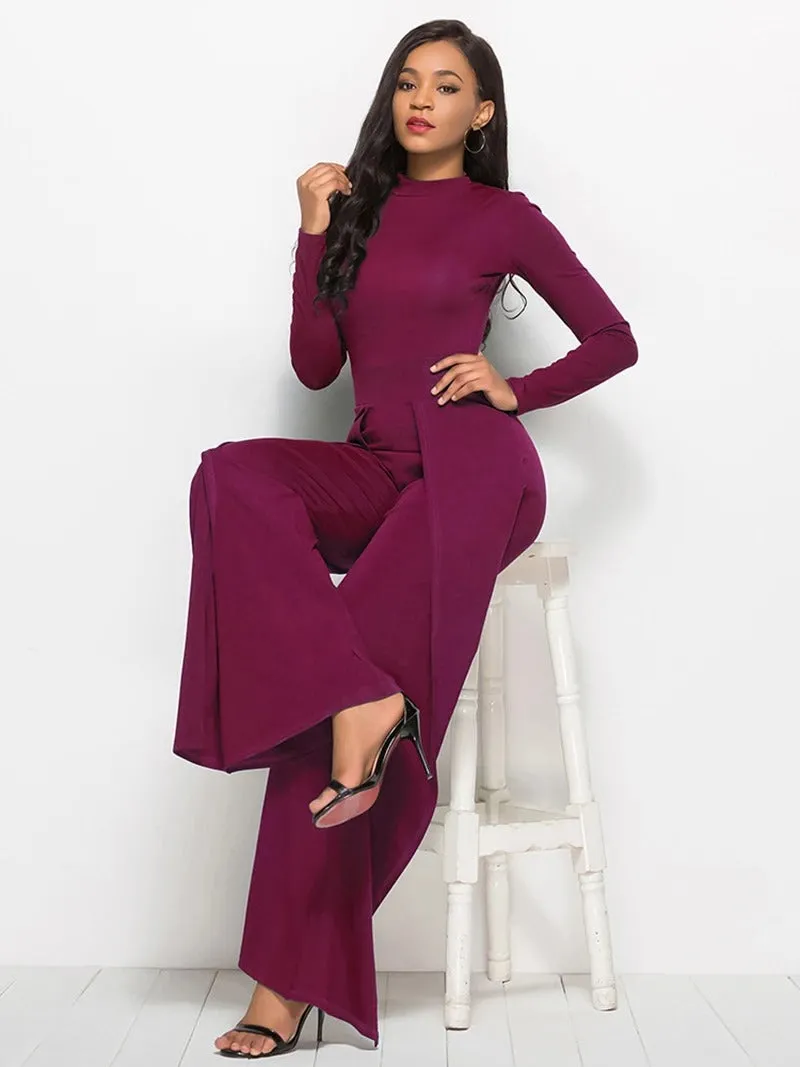 Dressy Wide Leg O-Neck Jumpsuit