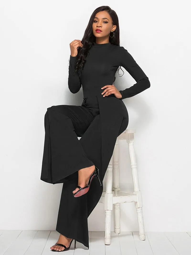 Dressy Wide Leg O-Neck Jumpsuit