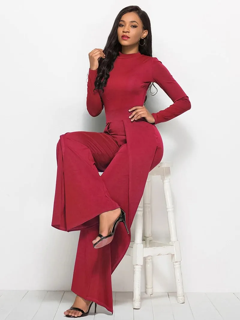 Dressy Wide Leg O-Neck Jumpsuit