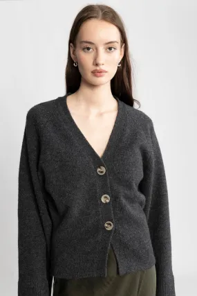 Elisabeth Knit Cardigan - Dark Grey Melange