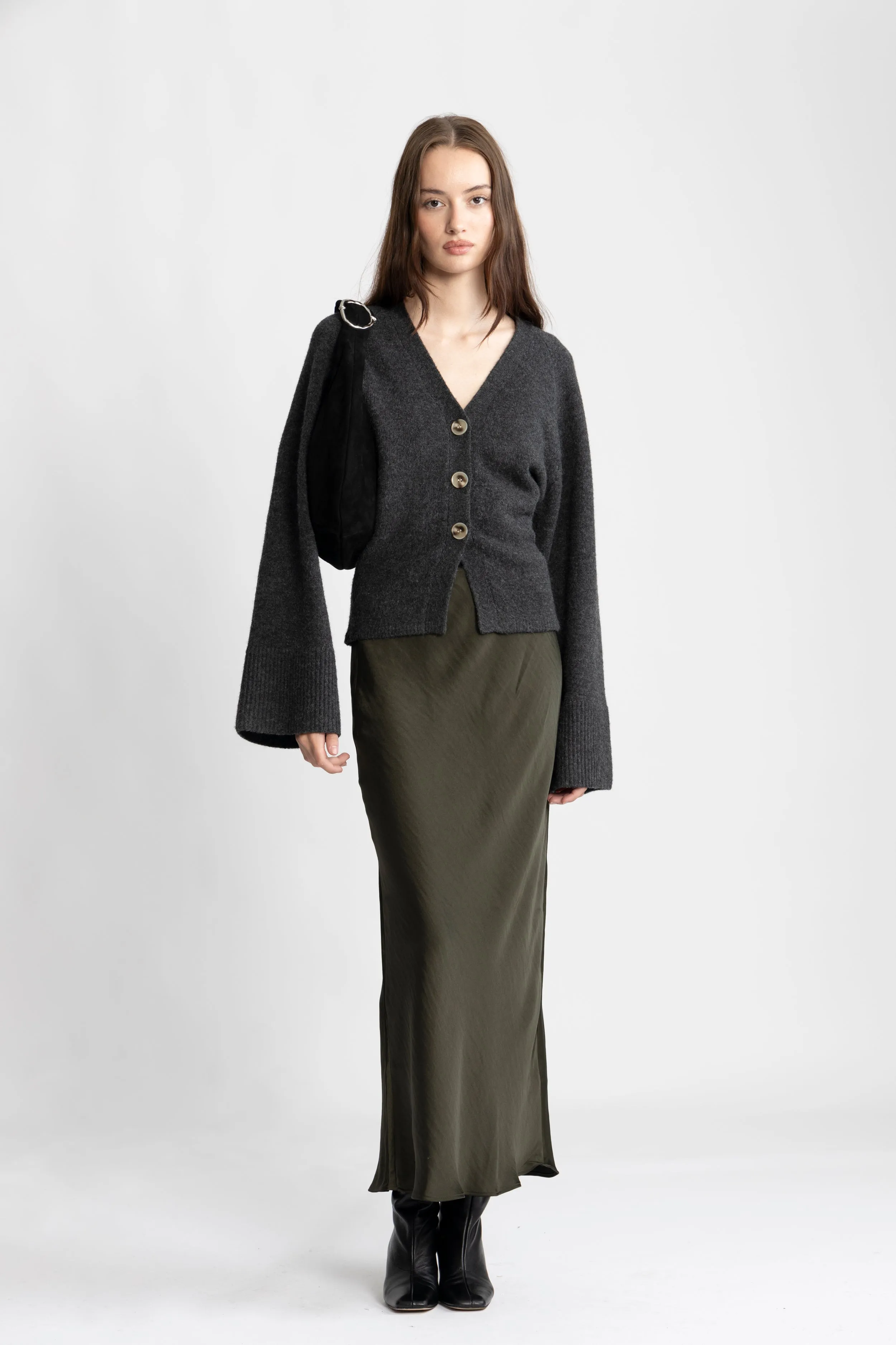 Elisabeth Knit Cardigan - Dark Grey Melange