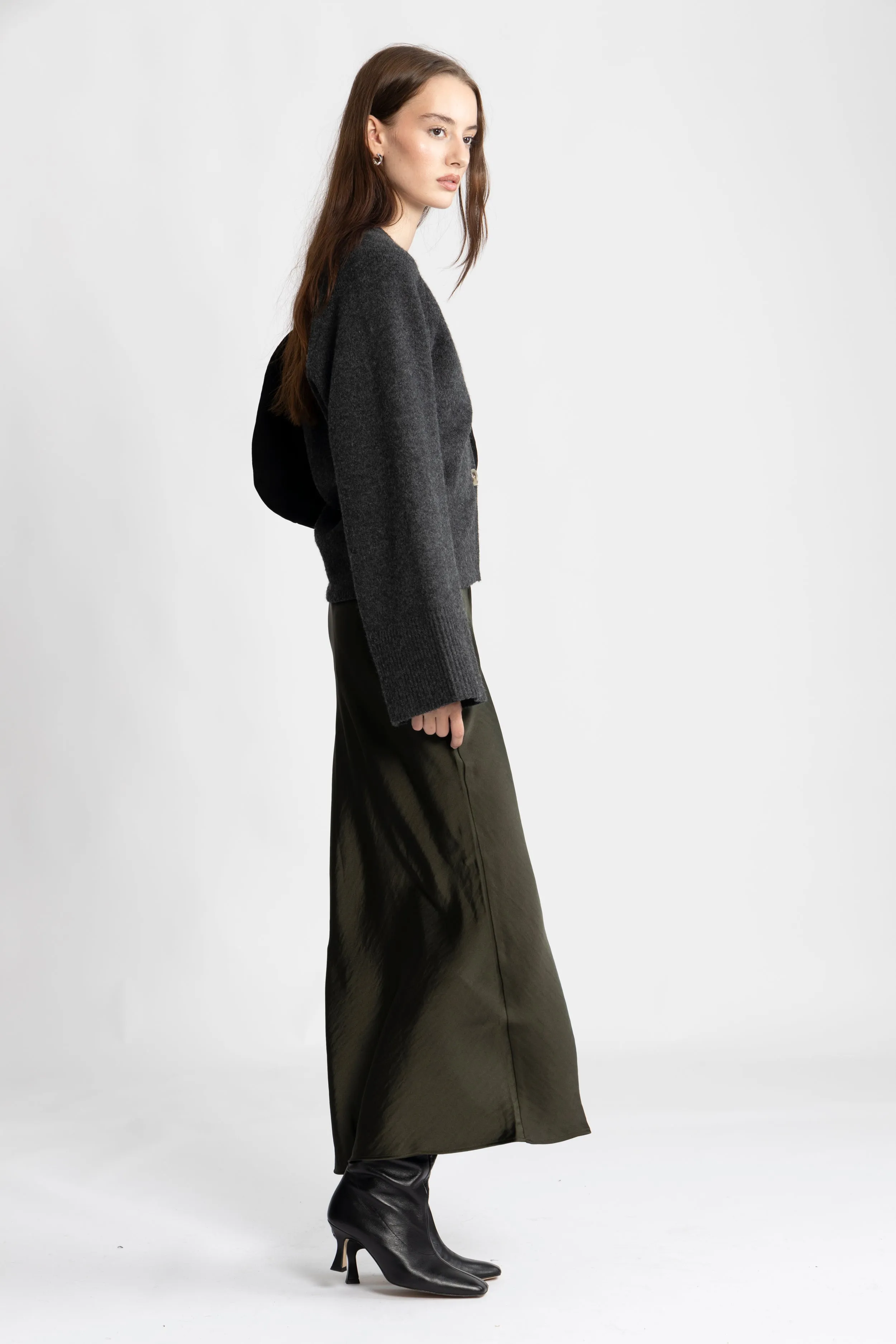 Elisabeth Knit Cardigan - Dark Grey Melange