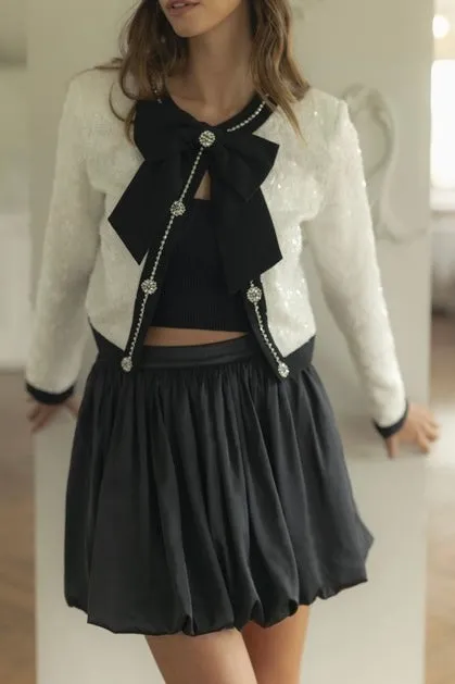 Elle Sequin Bow Cardigan Top
