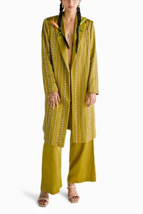 Embroidered Trench Coat Set