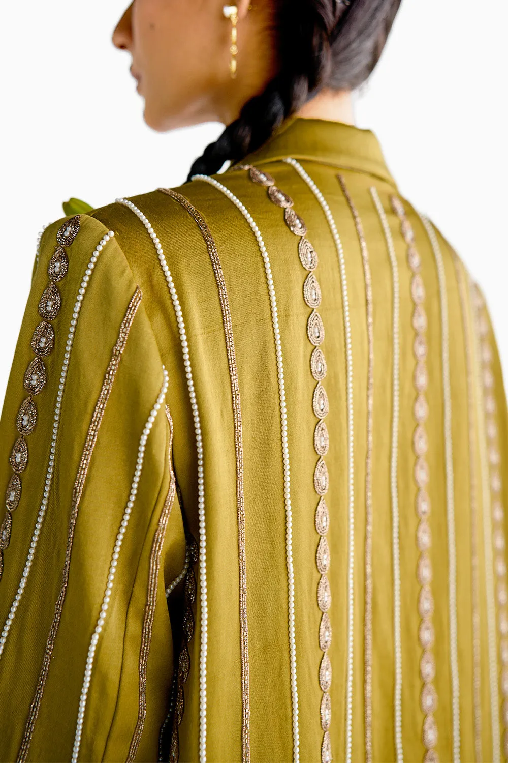 Embroidered Trench Coat Set