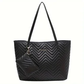 Fashion Quilted Tote Bag Chic Spacious Womens Shoulder Bag
