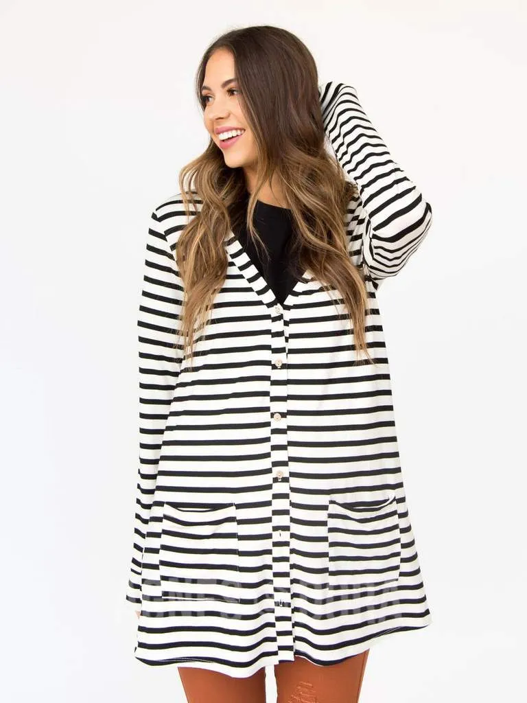 Favorite Cardi in Ivory & Black Stripe - Modal