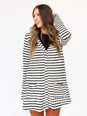 Favorite Cardi in Ivory & Black Stripe - Modal