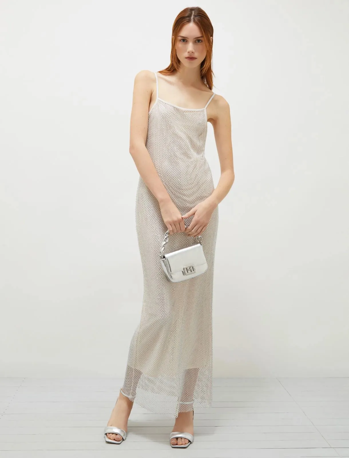 Fish Net Rhinestone Slip Dress