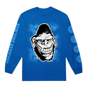 Gorilla Head Pattern Royal Blue Long Sleeve