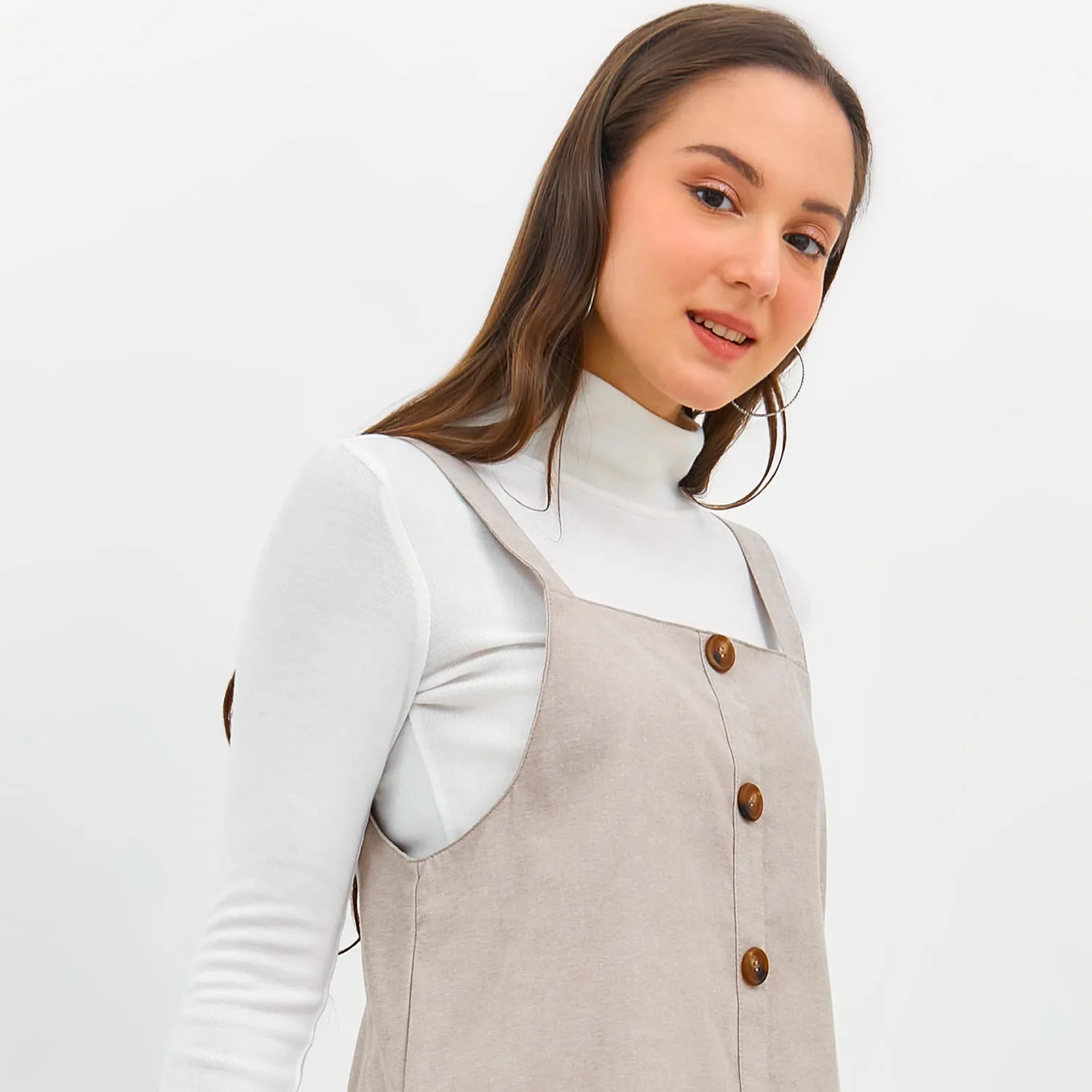 GRAPHIS Bottom Frill Button Overall Dress